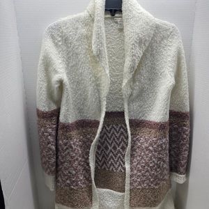 Fuzzy Cardigan white/pink/brown
